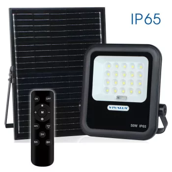   Vivalux reflektor napelemmel HECTOR Szolár LED, 50W, 6400K, 420lm, IP65,    2 év garancia, Nyalábszög 120º, ABS fekete