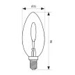 Vivalux LED fényforrás, láng hatással, E14, BG35, 0,6W, 20lm, 1800K, gyertya, Ø35x98mm, Glow
