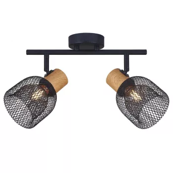  Vivalux Mennyezeti lámpa, 2XE27, max. 2X7W, IP20, 230V, 420x220x110 mm, fekete/fa, BRIA