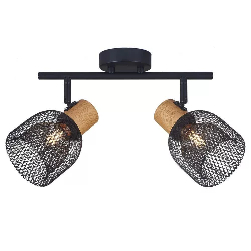 Vivalux Mennyezeti lámpa, 2XE27, max. 2X7W, IP20, 230V, 420x220x110 mm, fekete/fa, BRIA