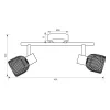   Vivalux Mennyezeti lámpa, 2XE27, max. 2X7W, IP20, 230V, 420x220x110 mm, fekete/fa, BRIA