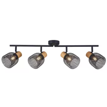   Vivalux Mennyezeti lámpa, 4XE27, max. 4X7W, IP20, 230V, 420x220x110 mm, fekete/fa, BRIA