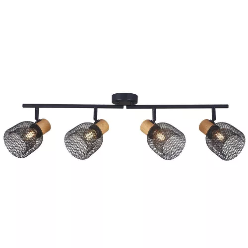 Vivalux Mennyezeti lámpa, 4XE27, max. 4X7W, IP20, 230V, 420x220x110 mm, fekete/fa, BRIA