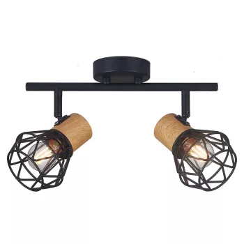   Vivalux Mennyezeti lámpa, 2XE27, max. 2X7W, IP20, 230V, 400x100x220 mm, Fa/Fekete, FRODO