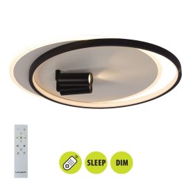   Vivalux LED Mennyezeti lámpa távirányítóval, CCT, 86W, 3-6000K, 5282lm, IP20, 550x480x85 mm, Fekete/Fehér, ARAGON