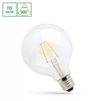   COG Led Fényforrás, Átlátszó, E27, G95, 4W, 2700K, 450lm, 95X140mm, 17000h, 300°, 230V