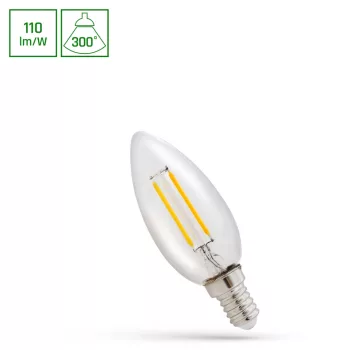   COG Led Fényforrás, Gyertya, Átlátszó, E14, C35, 1W, 2700K, 110lm, 35X99mm, 17000h, 300°, 230V
