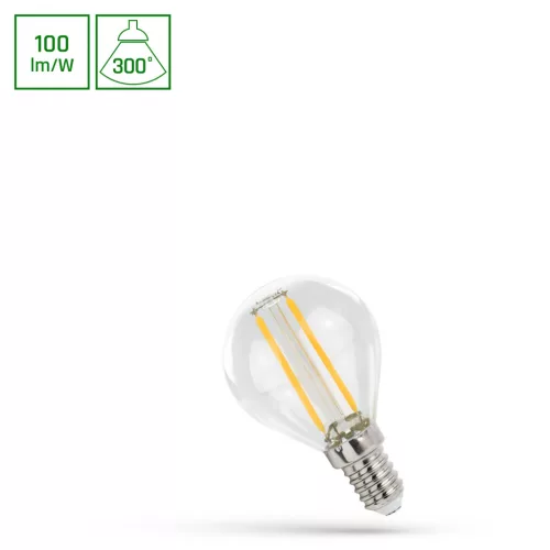 COG Led Fényforrás, Kisgömb, Átlátszó, E14, G45, 1W, 2700K, 100lm, 45X79mm, 17000h, 300°, 230V