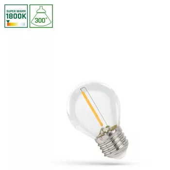   Spectrum LED fényforrás, E27, 1W, 1800K, 600lm, 230V, 300°, filament