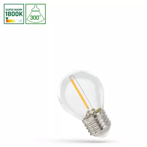Spectrum LED fényforrás, E27, 1W, 1800K, 600lm, 230V, 300°, filament