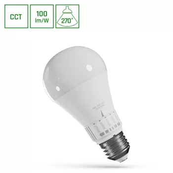   Led Fényforrás, Opál, 5 CCT, E27, 10W, 1100m, 2700/3000/4000/5000/6500K, 65x124 mm, 17 000h, 270°, 230V