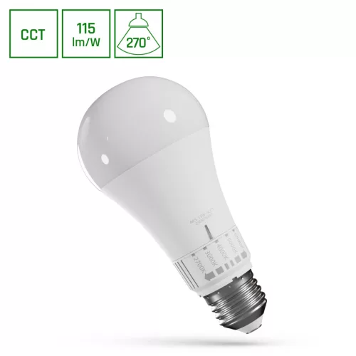 Led Fényforrás, Opál, 5 CCT, E27, 13W, 1500m, 2700/3000/4000/5000/6500K, 65x135 mm, 17 000h, 270°, 230V