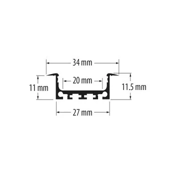   Ultralux Alumínium profil LED-es flexibilis szalaghoz beépítésre, széles,  2m