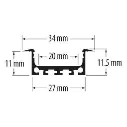 Ultralux Alumínium profil LED-es flexibilis szalaghoz beépítésre, széles,  2m