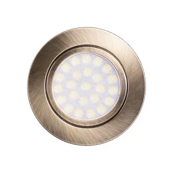   Ultralux Mini LED-es lefelé világító beépíthető kerek 4W, 4200K, 220-240V AC, IP44, szatén sárgaréz, szatén sárgaréz