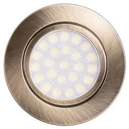 Ultralux Mini LED-es lefelé világító beépíthető kerek 4W, 4200K, 220-240V AC, IP44, szatén sárgaréz, szatén sárgaréz