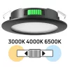   Ultralux LED beépíthető spotlámpa, 4W, 3000K/4000K/6500K, 380lm, 12V DC, IP44, 70X18mm, Kivágási méret: 55-58mm, kerek, fekete