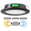Ultralux LED beépíthető spotlámpa, 4W, 3000K/4000K/6500K, 380lm, 12V DC, IP44, 70X18mm, Kivágási méret: 55-58mm, kerek, fekete