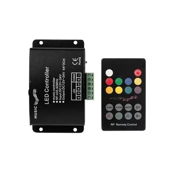   Ultralux RF Audio vezérlő RGB LED világításhoz 12A 12-24V DC 144W(12V) 288W(24V)