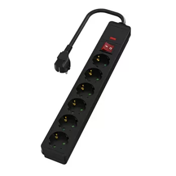   Ultralux hoszabbítókábel, 6-os aljzattal, 1,5m kábel, kapcsolóval, max: 3500W,