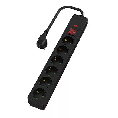 Ultralux hoszabbítókábel, 6-os aljzattal, 1,5m kábel, kapcsolóval, max: 3500W,
