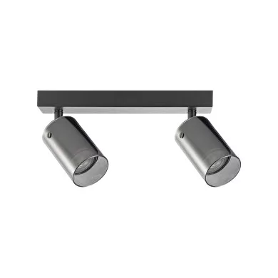 Ultralux Mennyezeti lámpa, GU10, max. 2X10W, 220-240V, IP20, ø60/100/260mm, Fekete üveg