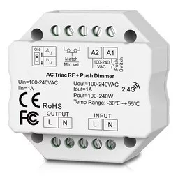 Ultralux RF TRIAC, PUSH dimer beépítéshez 220W, 1A, 220-240V AC
