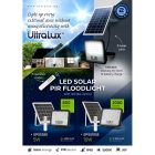 Ultralux LED napelemes, mozgásérzékelős reflektor, 5W, IP65, 5500K, 800lm, 90°, SMD3030